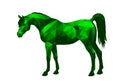 Horse, isolated green image in low poly style